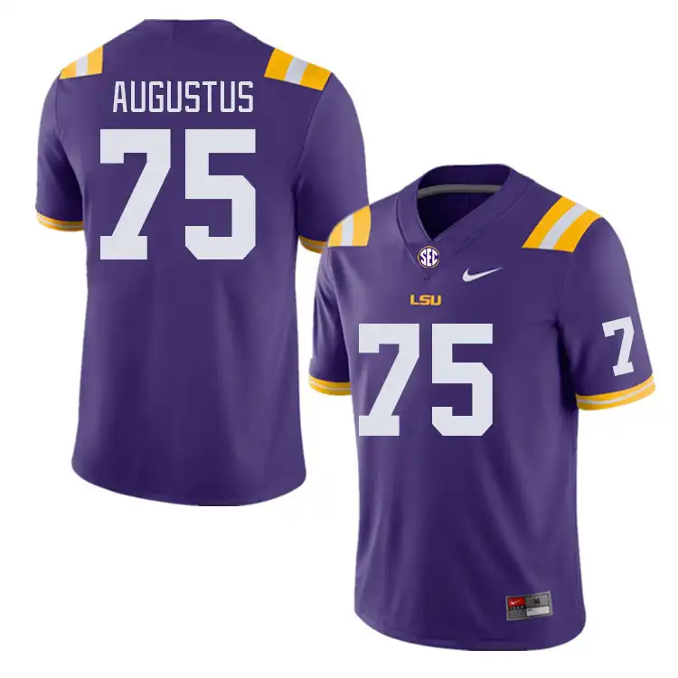 Men's LSU Tigers Braden Augustus #75 Purple NCAA Football Jersey